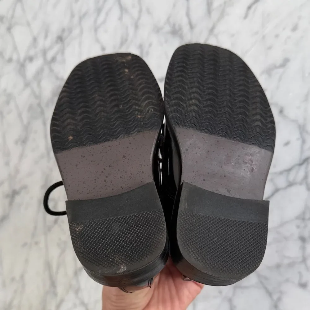 Tip Top Boys Lincoln Patent Leather Black Lace-Up Square Toe Shoes Sz 10 Toddler